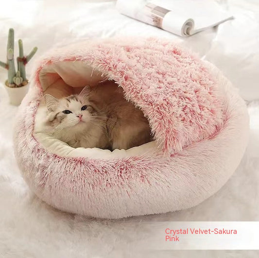 Cama 2 en 1 para Perros y Gatos - Cama Cálida de Felpa Suave Tipo Casa - Image 2