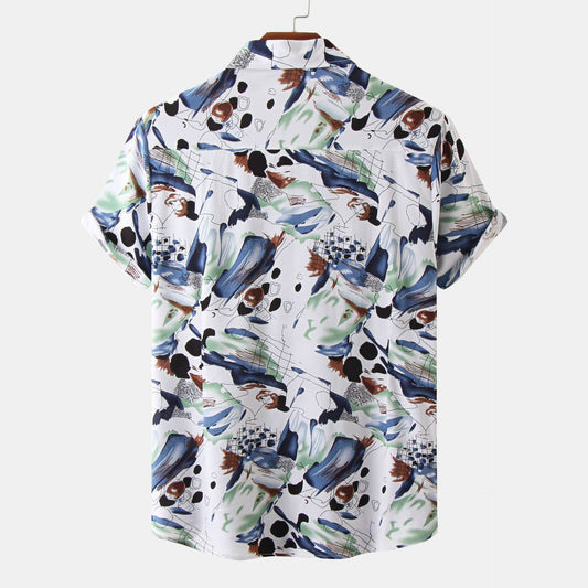 Camisa Floral de Solapa para Hombre - Manga Corta - Image 2