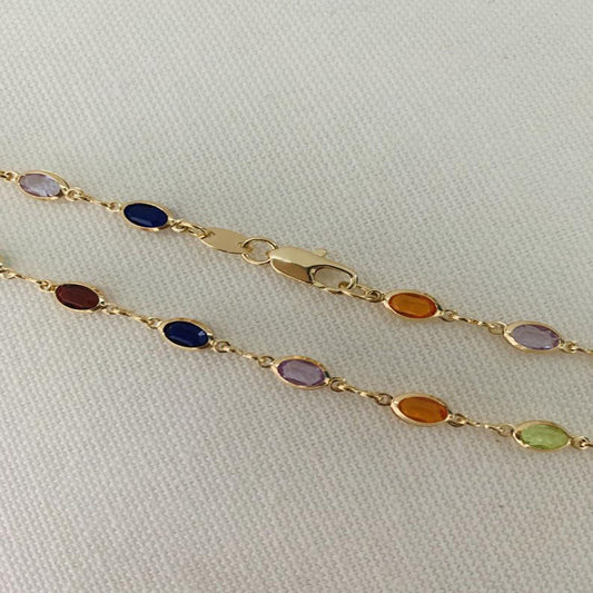 Pulsera de Tobillo Cristal Arcoíris con Incrustaciones Multicolor - Image 2