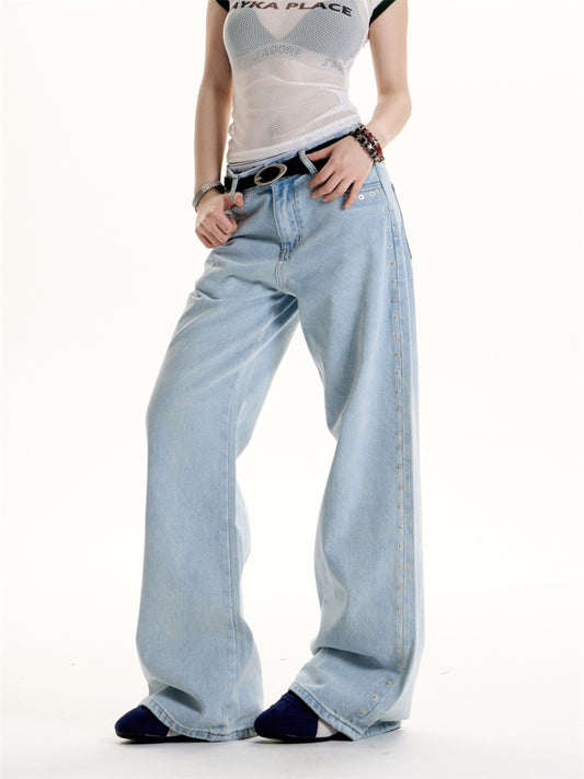 Pantalones Matchet Estilo Hot Girl Retro Americano con Detalles Remachados - Image 2