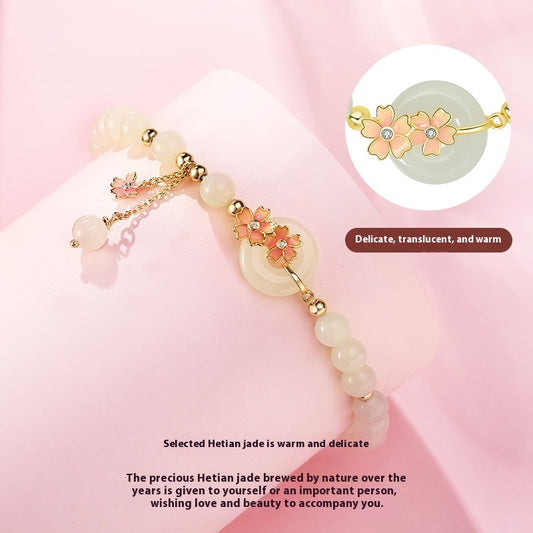 Joya de Jade Hetian con Plata 925 - Diseño Flor de Cerezo Estilo Mori Elegante - Image 2
