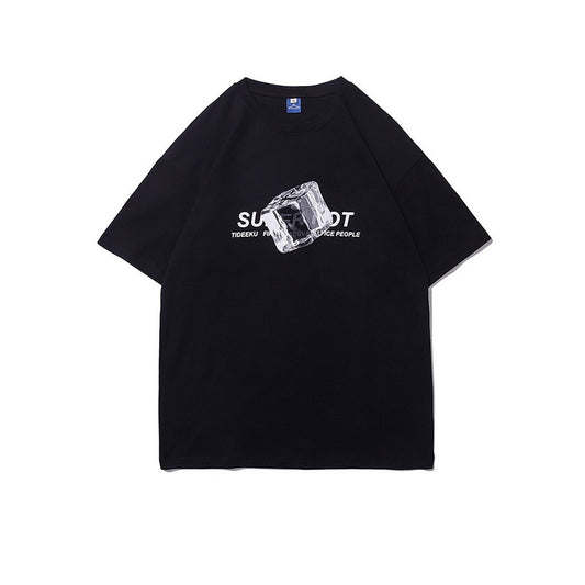 Camiseta Manga Corta Hombre Diseño Minimalista Cubos de Hielo - Image 2