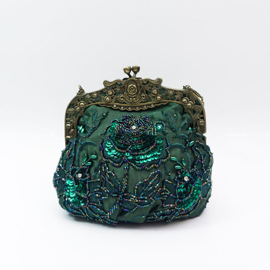 Bolso de Noche Vintage con Bordado de Rosas y Lentejuelas - Image 2