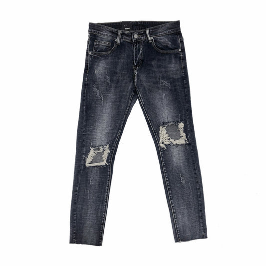Pantalones Vaqueros Rotos a la Rodilla Estilo Urbano para Hombre - Image 2