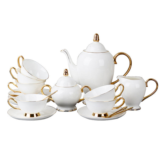 Juego de Taza y Platillo de Porcelana Fina con Detalles Dorados para Té de la Tarde - Image 2