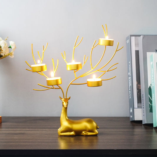 Candelabro Navideño de Hierro Forjado con Reno - Decoración Romántica - Image 2
