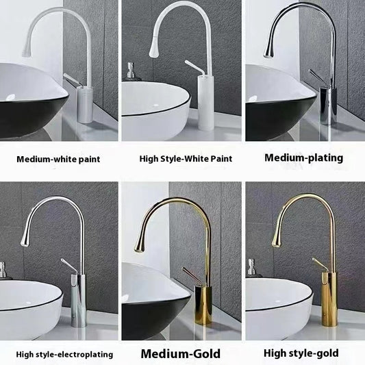 Grifo de Lavabo Giratorio en Cobre Dorado con Diseño Gota de Agua - Image 2
