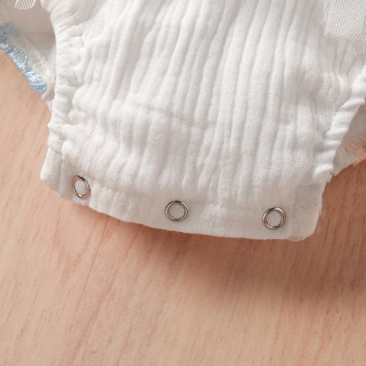Mono de Encaje para Bebé Niña con Mangas de Tul Bordado - Image 2