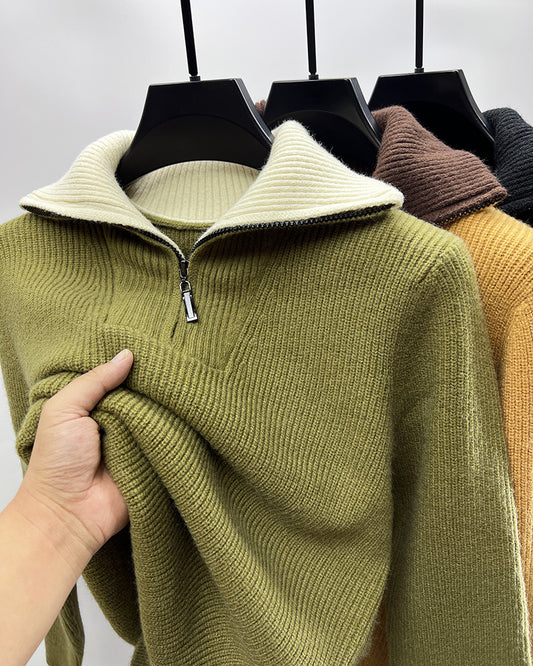 Suéter Abrigo Hombre Invierno Cuello Solapa Alto - Image 2