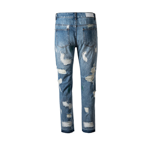 Jeans Rectos Hip Hop Rotos para Hombre - Image 2