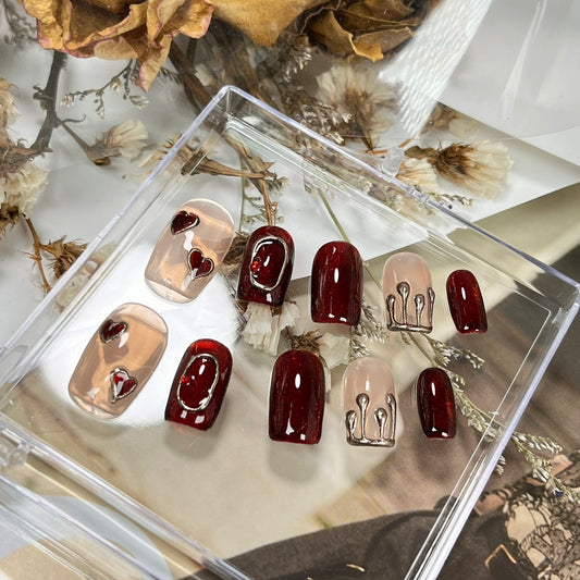Uñas de Novia Ojo de Gato Rojo Intenso - Aplicación Manual Premium - Image 2