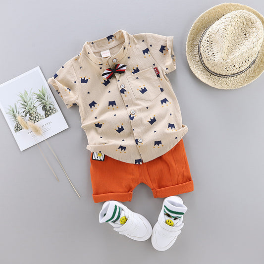 Conjunto Infantil Elegante con Camisa Tipo Polo y Corona - Image 2