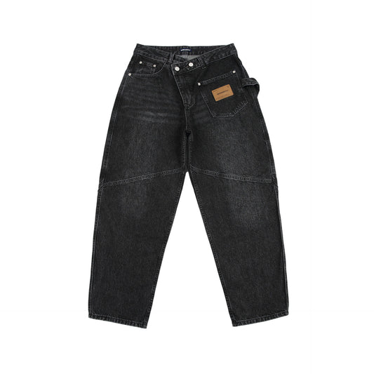 Pantalones Cargo Vaqueros Retro Lavado Pesado con Diseño de Bolsillos Oblicuos - Image 2