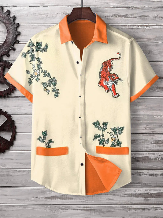 Camisa Manga Corta Bambú-Algodón para Hombre con Cuello Italiano - Image 2