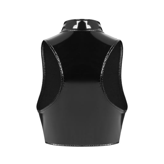 Chaleco de Cuero Brillante Espejo para Mujer - Image 2