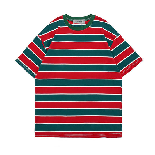 Playera Retro Japonesa a Rayas Oversized Manga Corta - Image 2