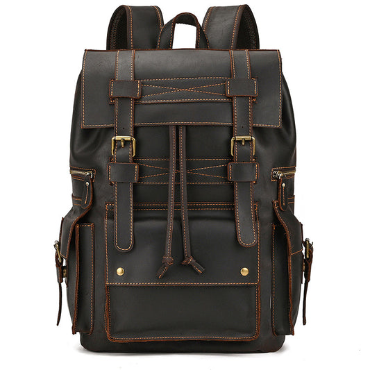 Mochila Vintage de Cuero Crazy Horse Gran Capacidad - Image 2