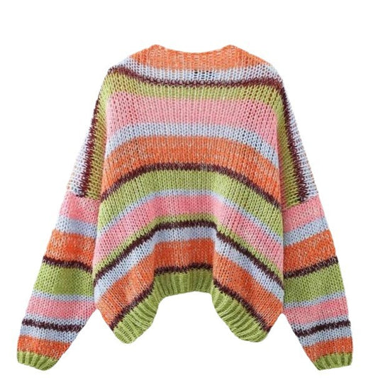 Cardigan Tejido Multicolor de Manga Larga para Mujer - Image 2