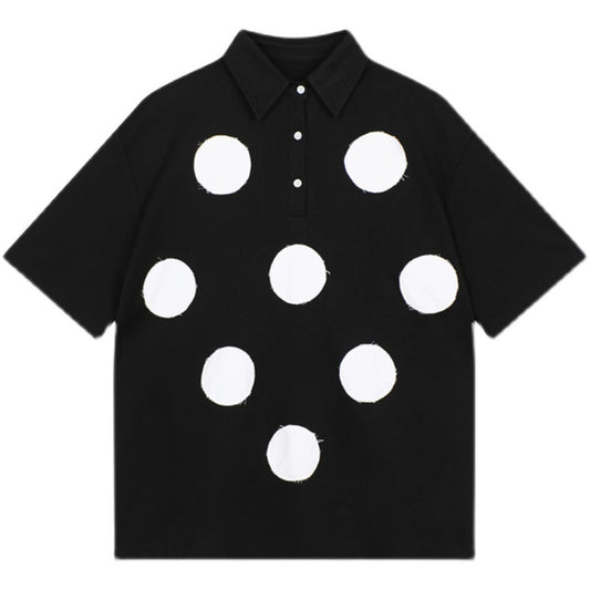 Playera Tipo Polo con Parches de Orilla Deshilachada y Costuras de Contraste - Image 2