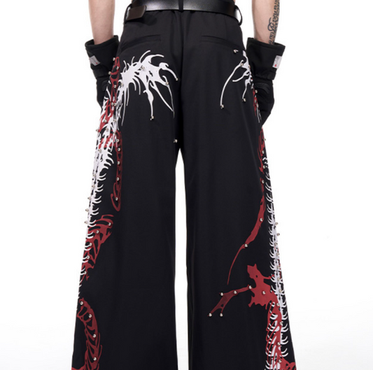 Pantalón Negro Elegante con Diseño de Espina Dorsal Remachado - Image 2