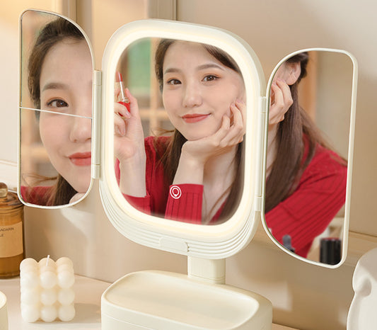 Espejo de Maquillaje LED de Escritorio Plegable con Luz Integrada - Image 2