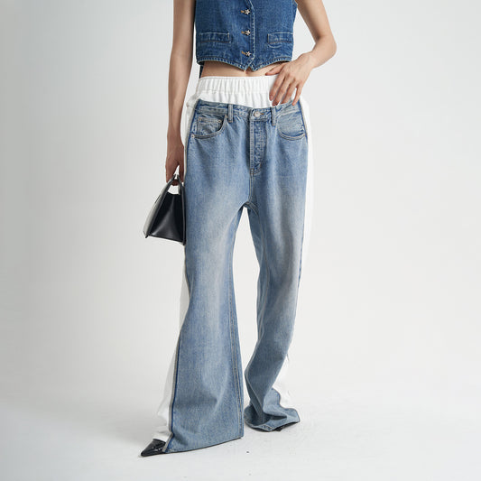 Jeans Patchwork Cintura Alta Loose Fit para Mujer - Image 2