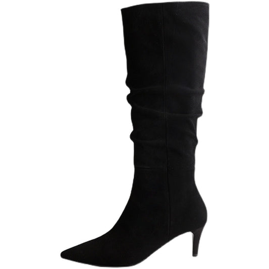 Botas de Ante Francés para Mujer Tacón Stiletto Marrón - Image 2