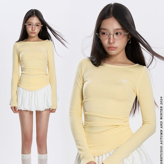 Blusa Plisada Cuello Redondo Manga Larga Versátil para Primavera - Image 2