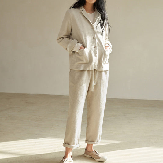 Chaqueta Casual de Algodón y Lino Reforzada para Mujer - Image 2
