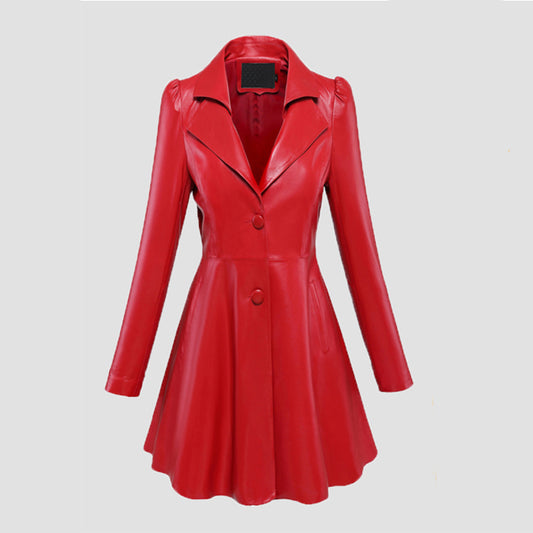 Abrigo Largo de Cuero Oversized con Bajo Amplio - Image 2