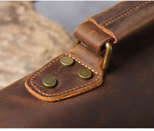 Maletín Portátil de Cuero Genuino Estilo Retro para Hombre - Image 2