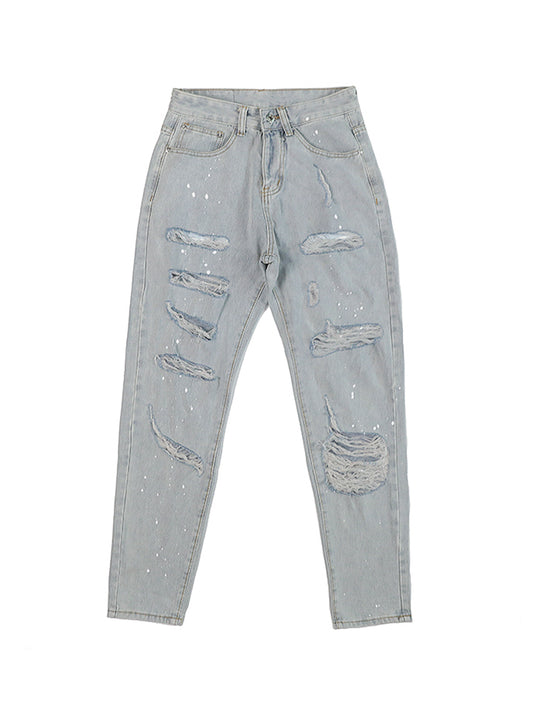 Jeans Slim Fit Desgastado con Roturas Estratégicas y Efecto Tinta - Image 2