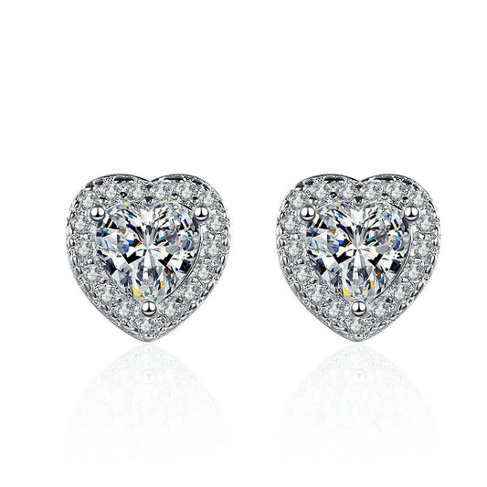 Conjunto de Aretes Corazón con Diamantes de Simulación Premium - Image 2