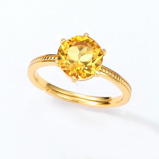 Anillo de Citrino Natural Chapado en Oro - Image 2