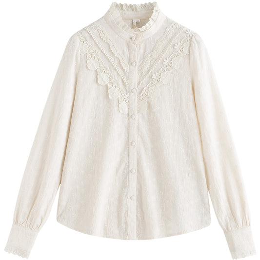 Blusa de Encaje Manga Larga Elegante Ajustada Efecto Adelgazante - Image 2