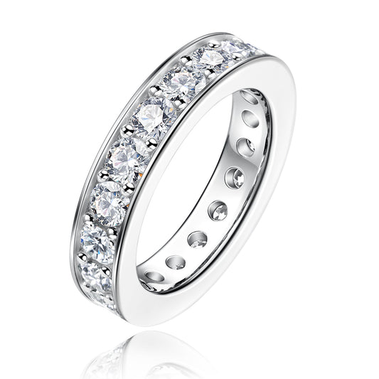 Anillo de Moissanita para Mujer Plata 925 con Diamantes en Línea Simple - Image 2