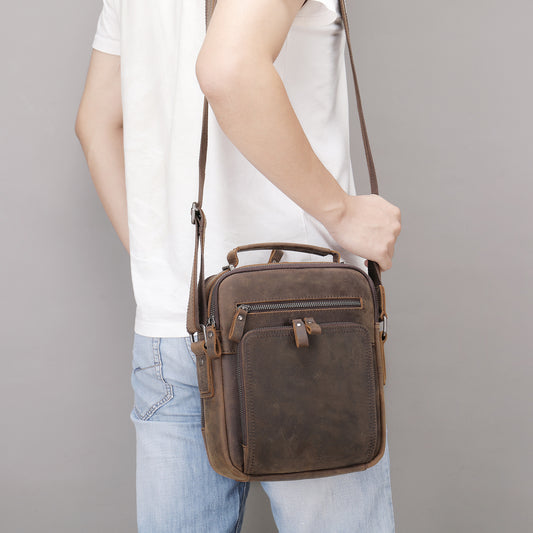 Bolsa Mensajero de Cuero Genuino Vintage Estilo Caballo Loco - Image 2