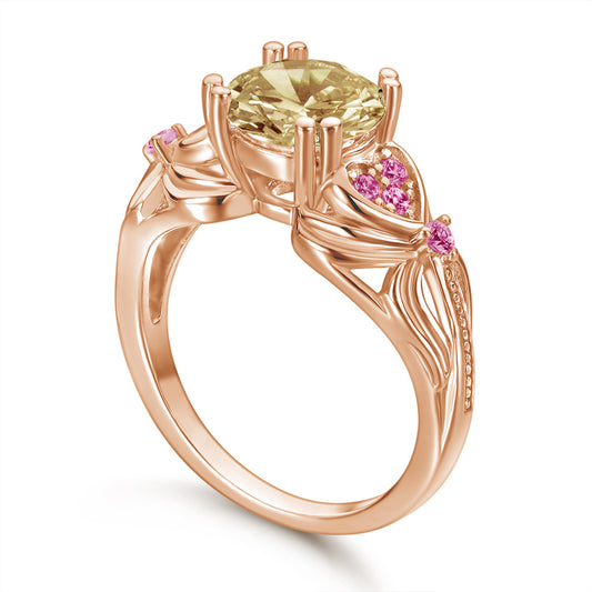 Anillo Chapado en Oro Rosado con Circonia Cúbica Champagne - Joya Resistente al Deslustre - Image 2