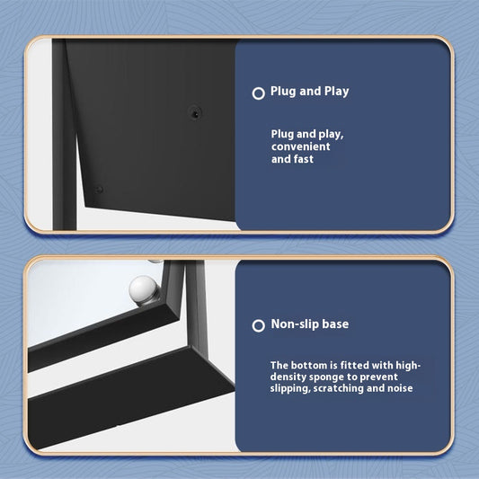Black desktop LED light mirror with nine bright bulbs, smart touch controls, and stepless dimming for dressing. - Image 2