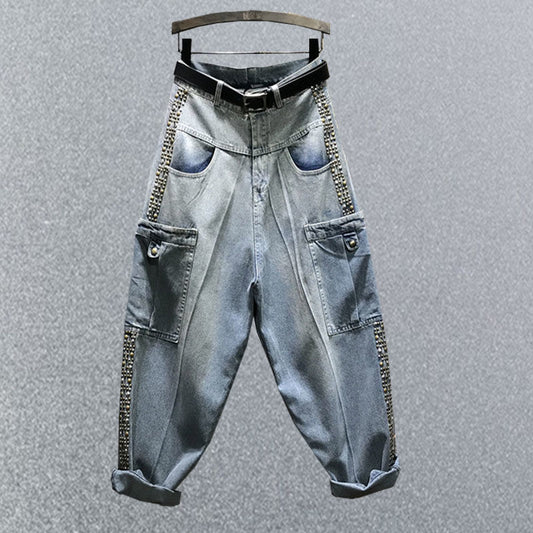 Pantalón Harem Denim Baggy Oversized para Mujer - Estilo Urbano y Cómodo - Image 2