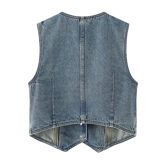 Abrigo Corto Casual para Mujer con Cuello en V y Botón Simple - Image 2