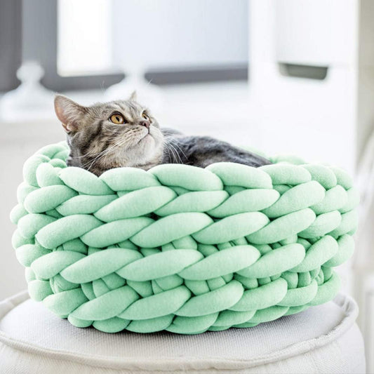 Cama Redonda Tejida para Gatos - Nido Boho de Algodón Cómodo - Image 2