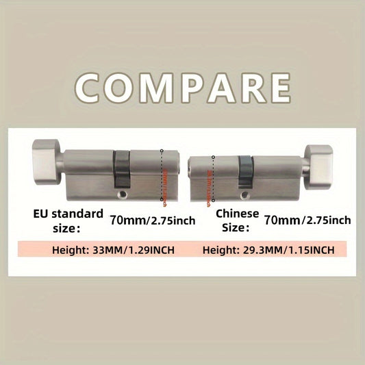 Cilindro de Cerradura Estándar Europeo 70mm con 5 Llaves - Acero Inoxidable - Image 2