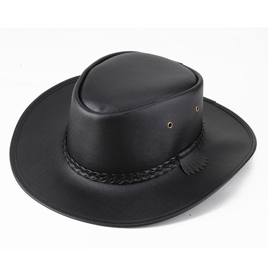 Sombrero Vaquero de Ala Ancha con Cordón de Cuero Genuino - Image 2