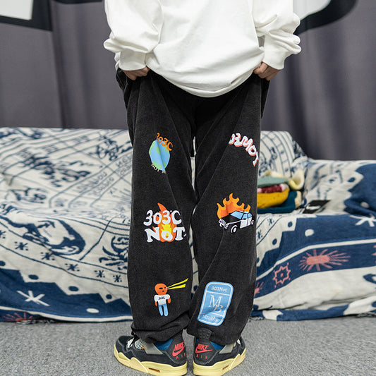 Pantalones Deportivos Estilo Vintage con Estampado y Pierna Ancha - Image 2