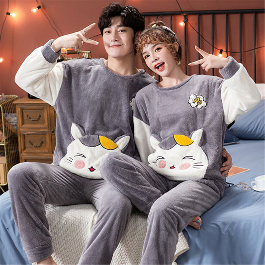 Pijamas de Pareja Estilo Coreano Terciopelo Abrigo Térmico - Image 2