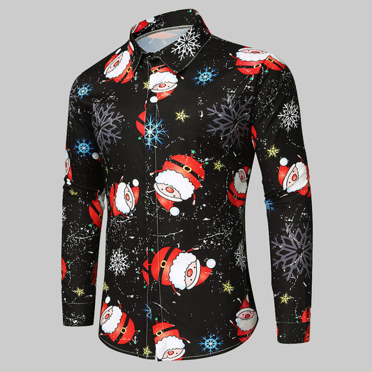 Camisa Navideña Floral Manga Larga para Hombre Talla Grande - Image 2
