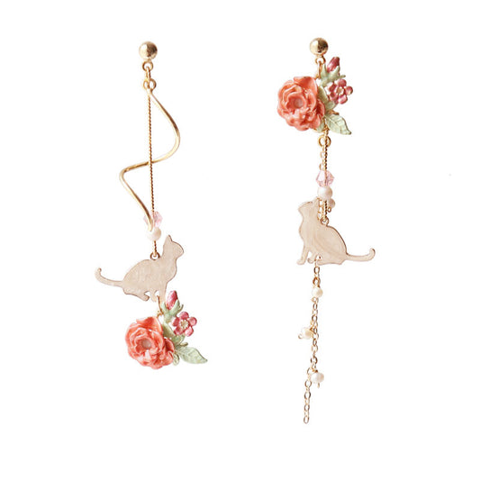 Aretes de Gato Dulce Estilo Japonés con Corazón y Brisa - Diseño Hada Delicado - Image 2