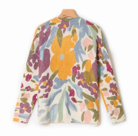Suéter Tejido Estampado en Contraste de Colores - Diseño Artístico Femenino - Image 2