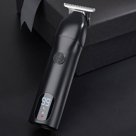 Professional electric hair clipper with a colorful graffiti design, digital display, and a set of guide combs. - Image 2
